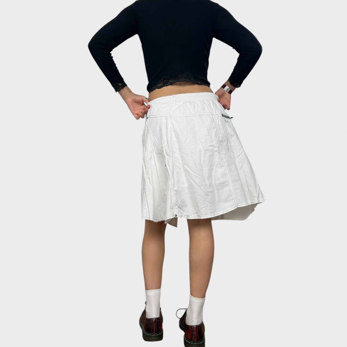 White Buckle Midi Skirt - M/L