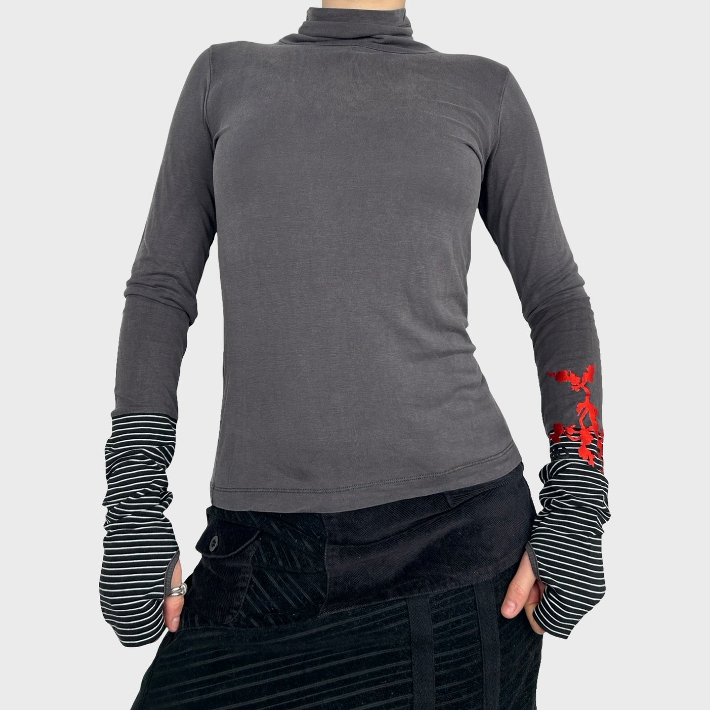 Cop Copine Long Sleeve Top with Thumb Holes - S/M