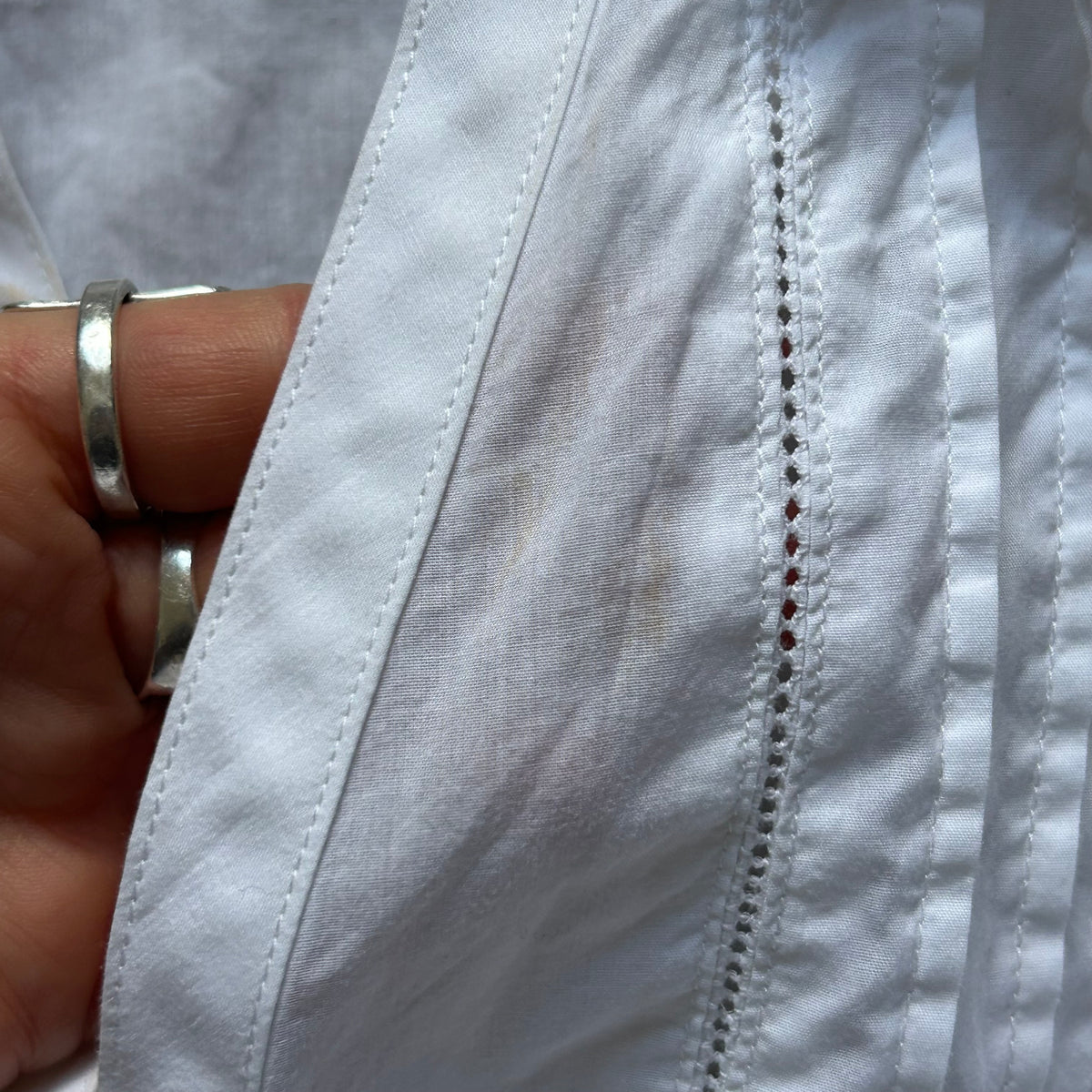 Cop Copine Bi-Material White Stretch Shirt - M/L