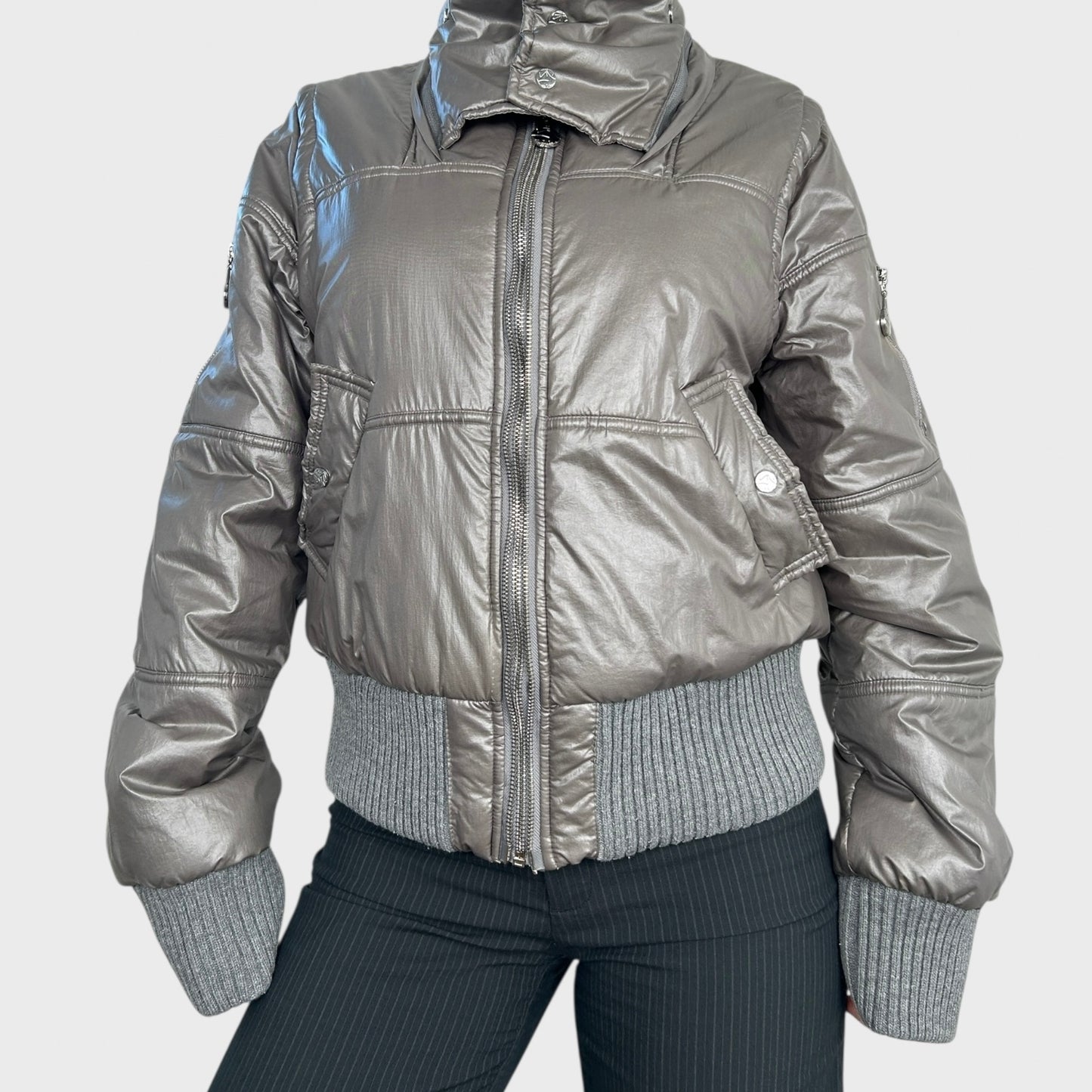 Vintage Silver Bomber Jacket - M/L