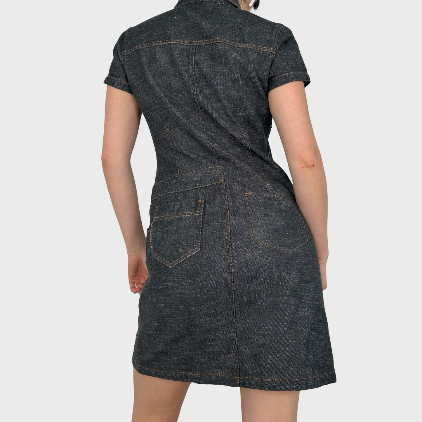 Cop Copine Denim Collared Mini Dress - L