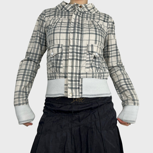 Vintage Checked Lightweight Bomber Jacket - M