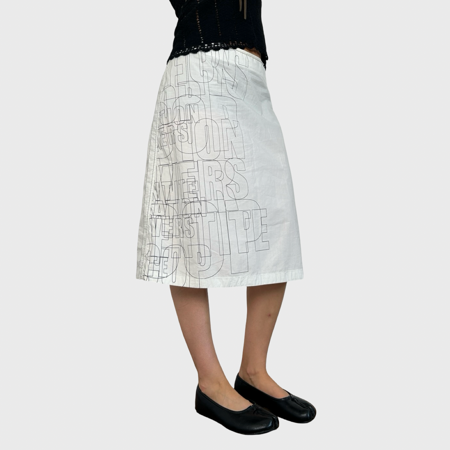 Cop Copine White Graphic Spell Out Midi Skirt - M/L