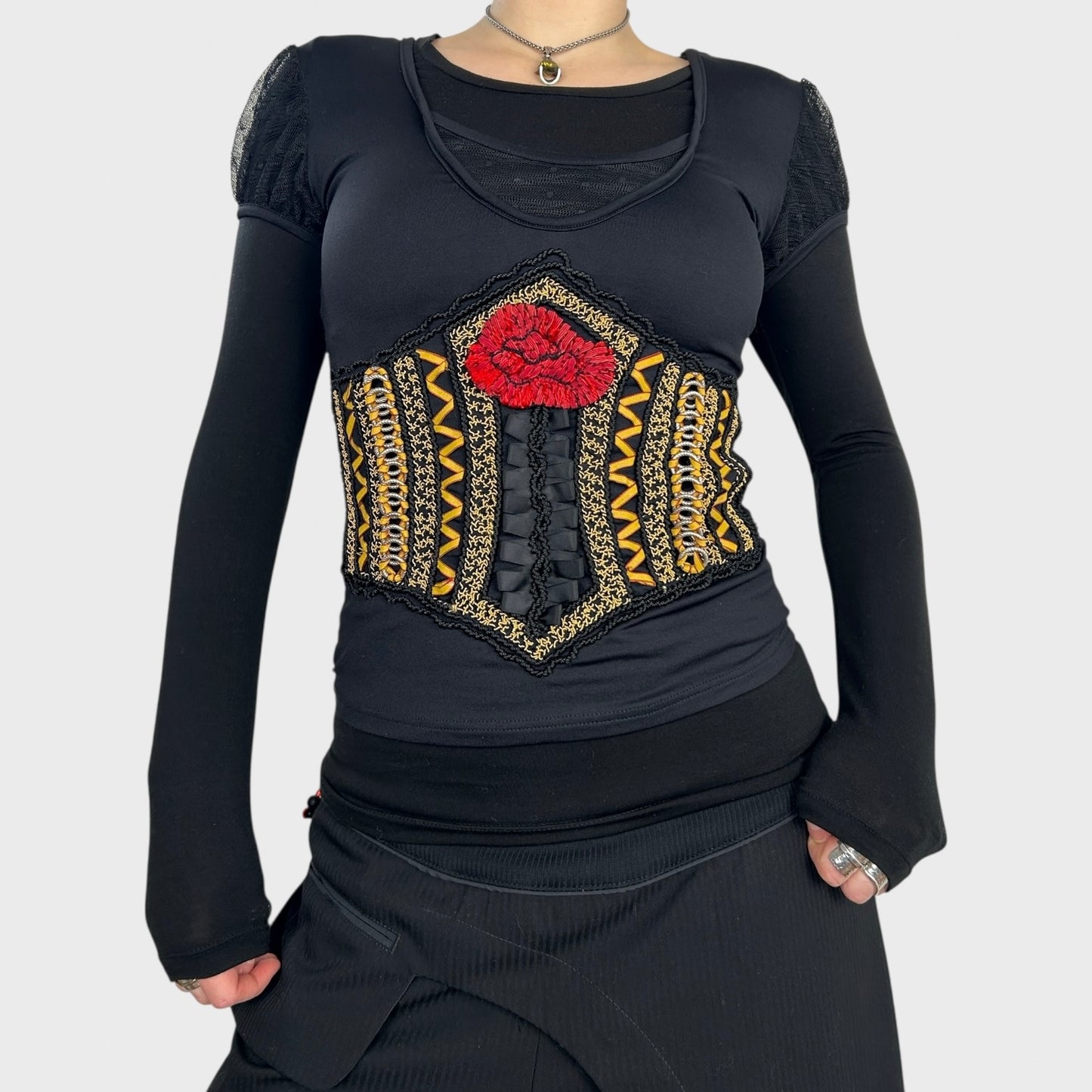 Save the Queen Rose Print Top - S