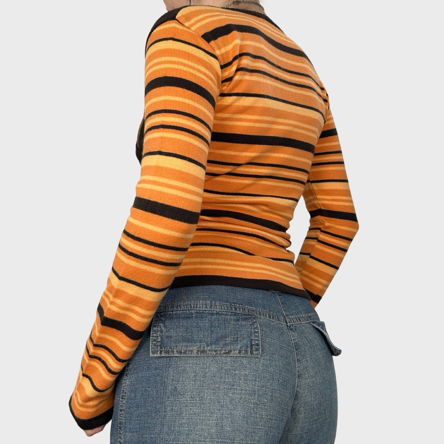 Graphic Orange Stripe Jumper - S