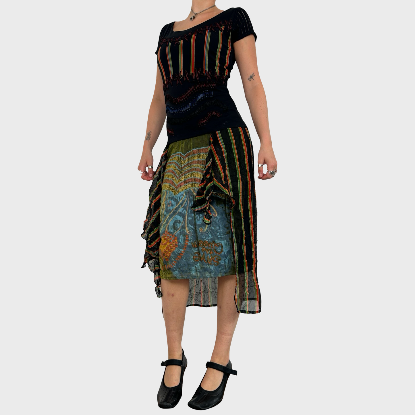 Save The Queen Graphic Mesh Midi Dress - S/M