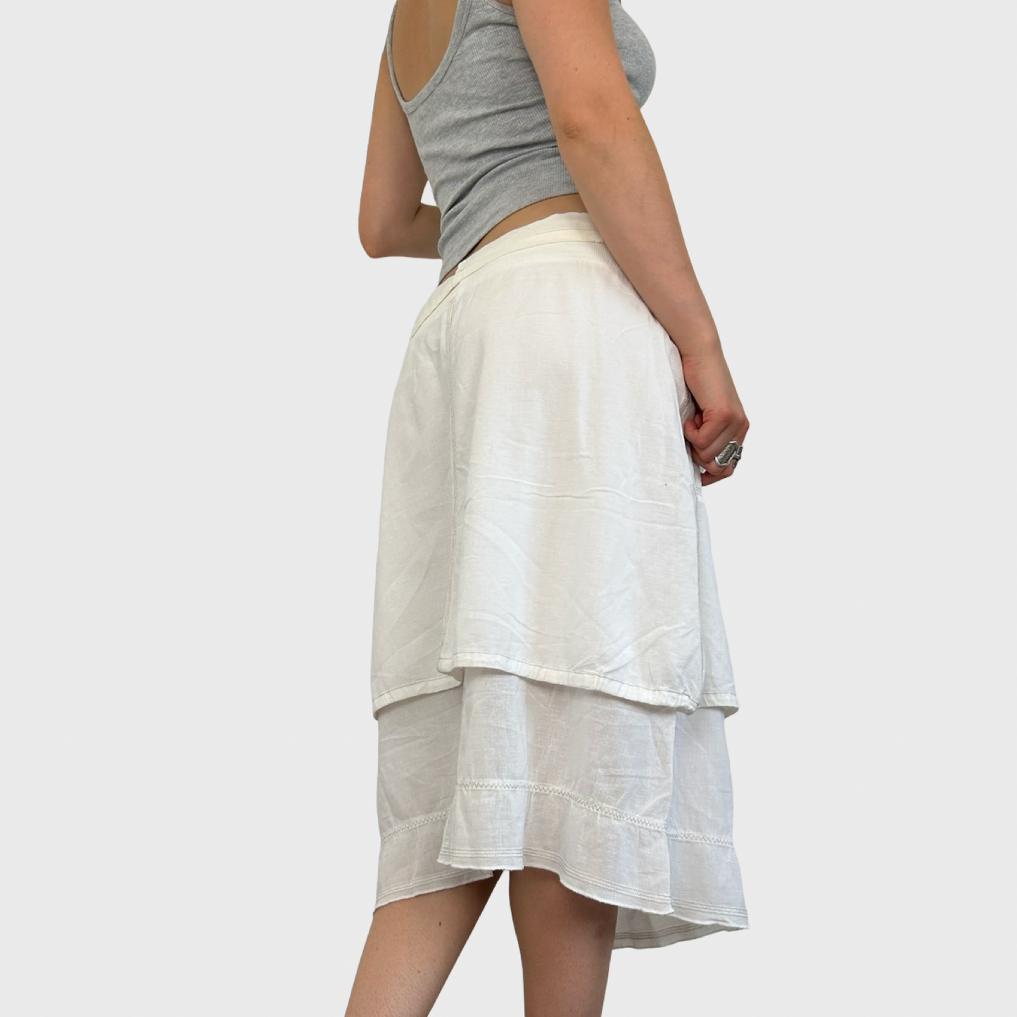 Cop Copine White Midi Skirt - L