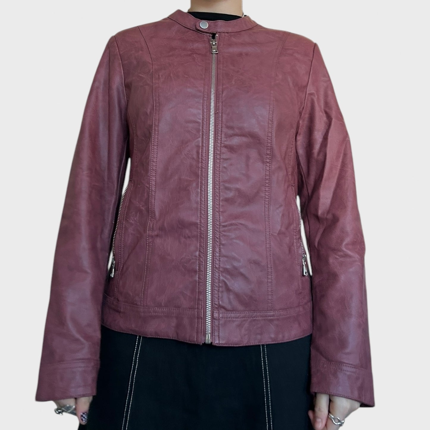 Light burgundy pleather jacket