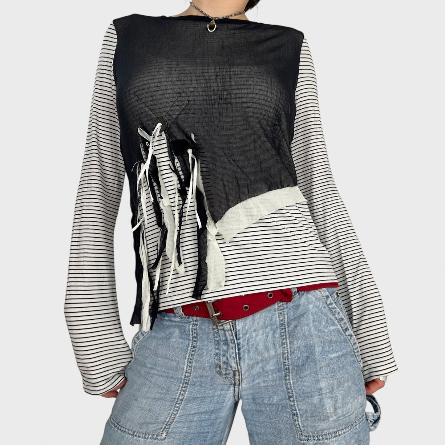 Cop Copine Bi-Material Stripe Long Sleeve - M