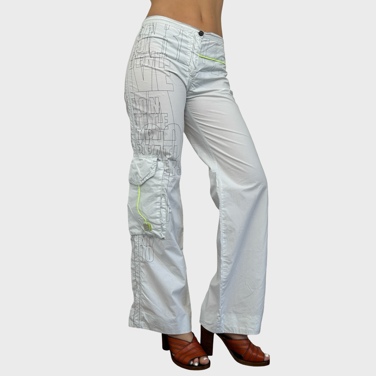 Cop Copine White Graphic Spell Out Trousers - M
