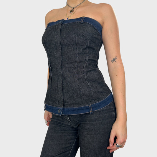 Cop Copine Two-Tone Denim Bustier - Size M-L