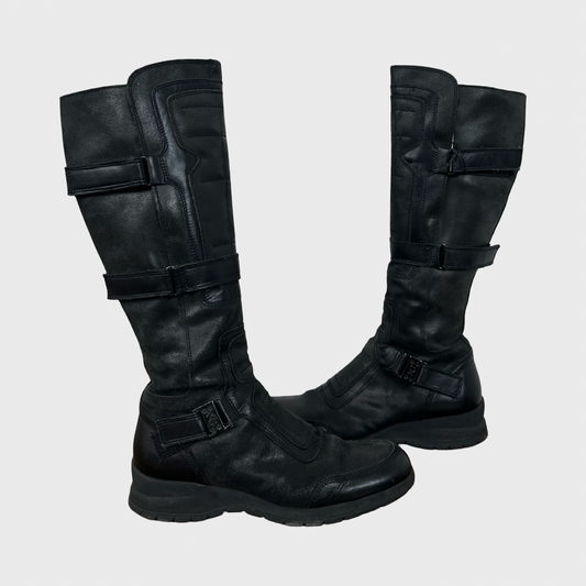 Black Leather Buckle Boots - UK 6 / EU 39