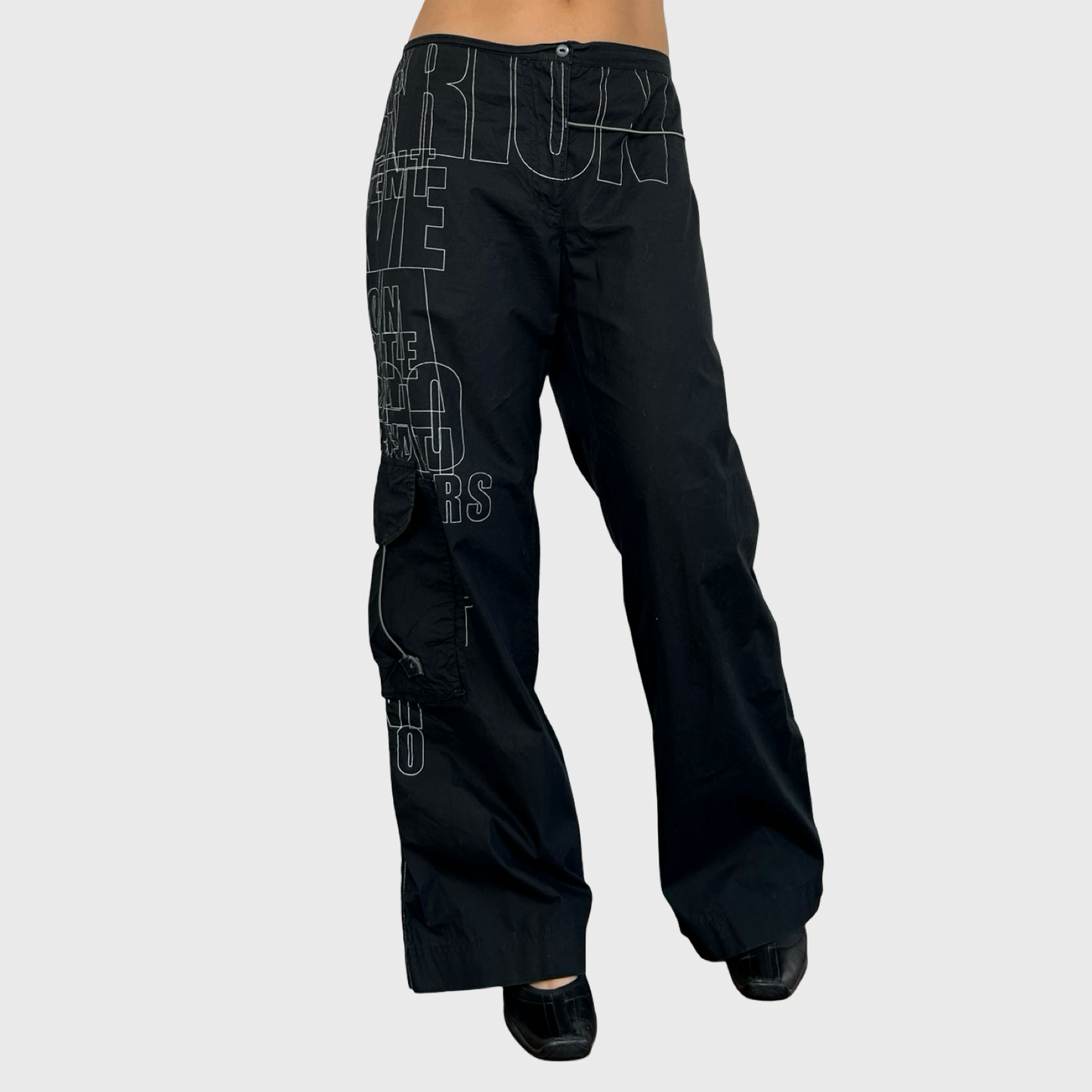 Cop Copine Black Graphic Print Wide Leg Trousers - L