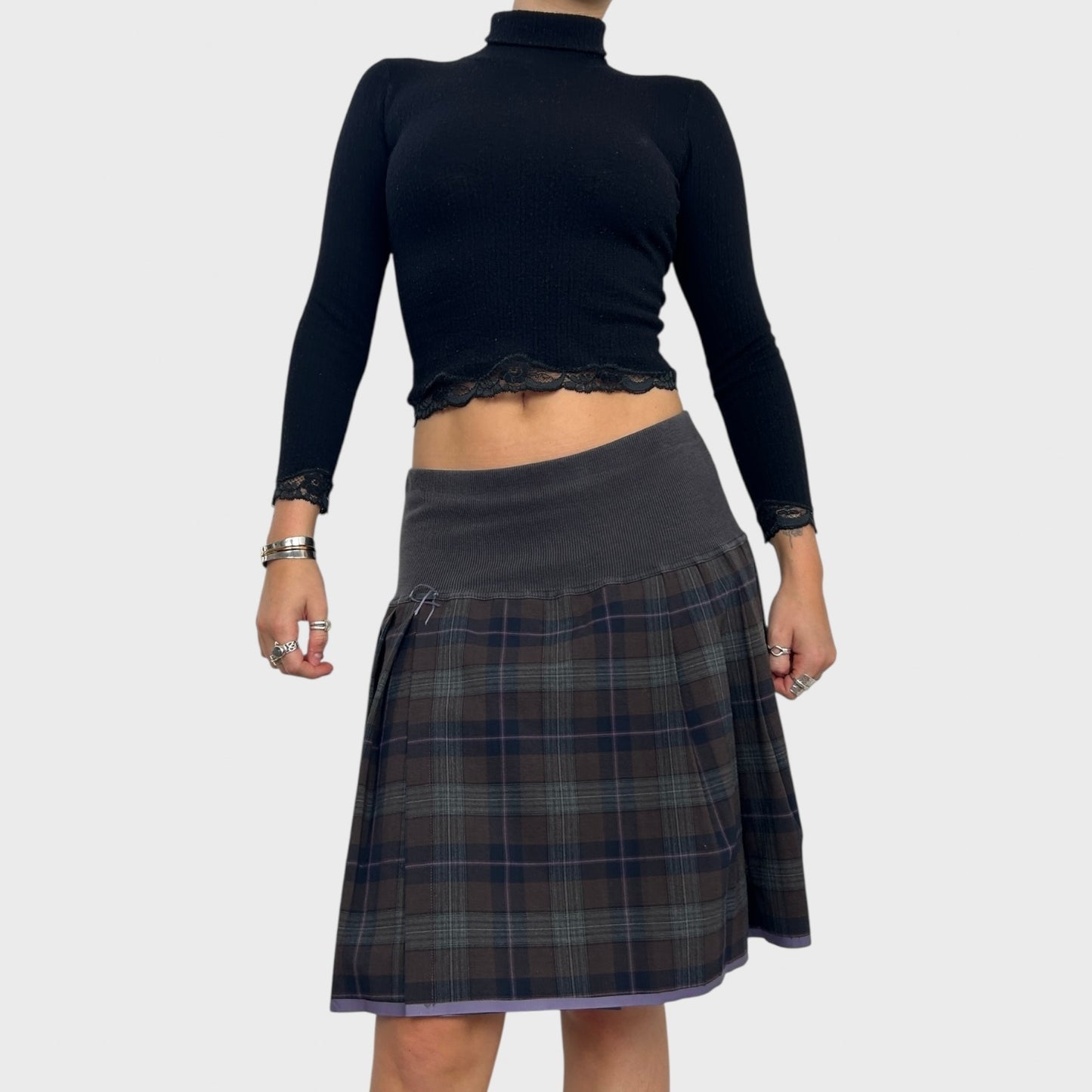 Cop Copine Checked Midi Skirt - S/M