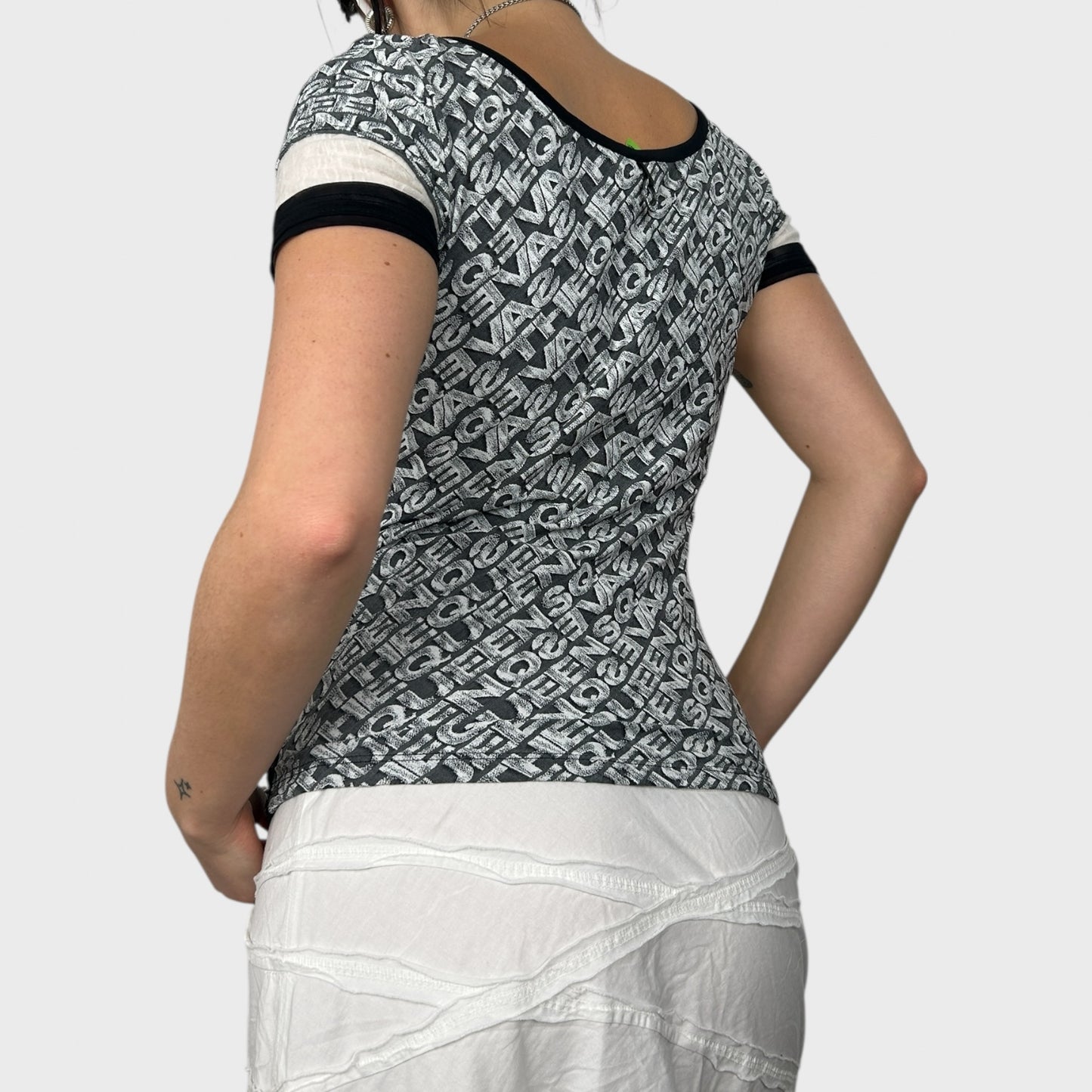 Save the Queen Graphic Mesh Top - M