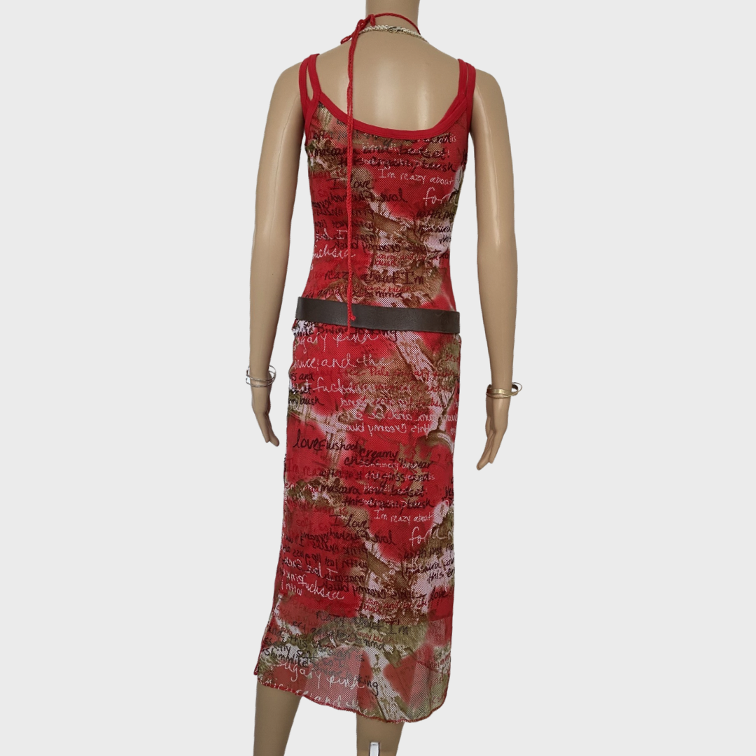 red double layered maxi dress