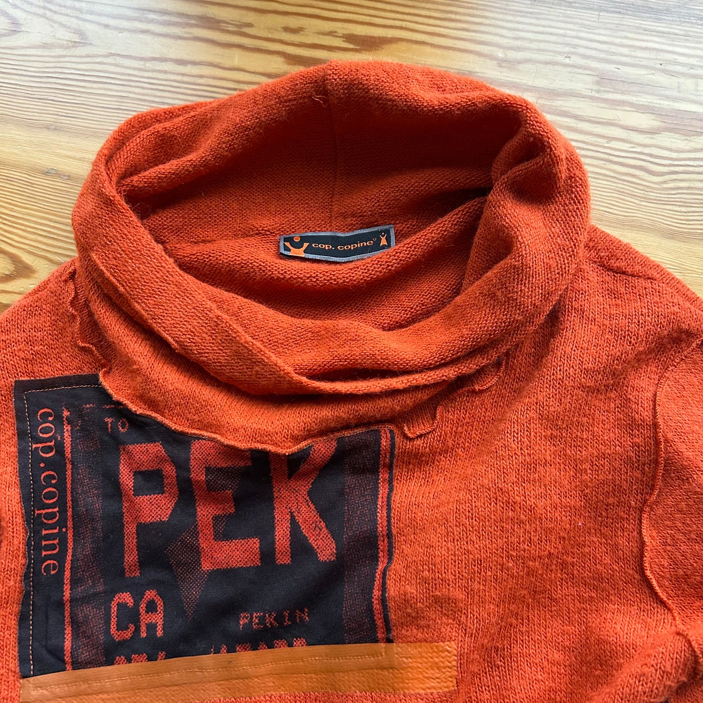 Cop Copine Orange Graphic Knit Jumper - M