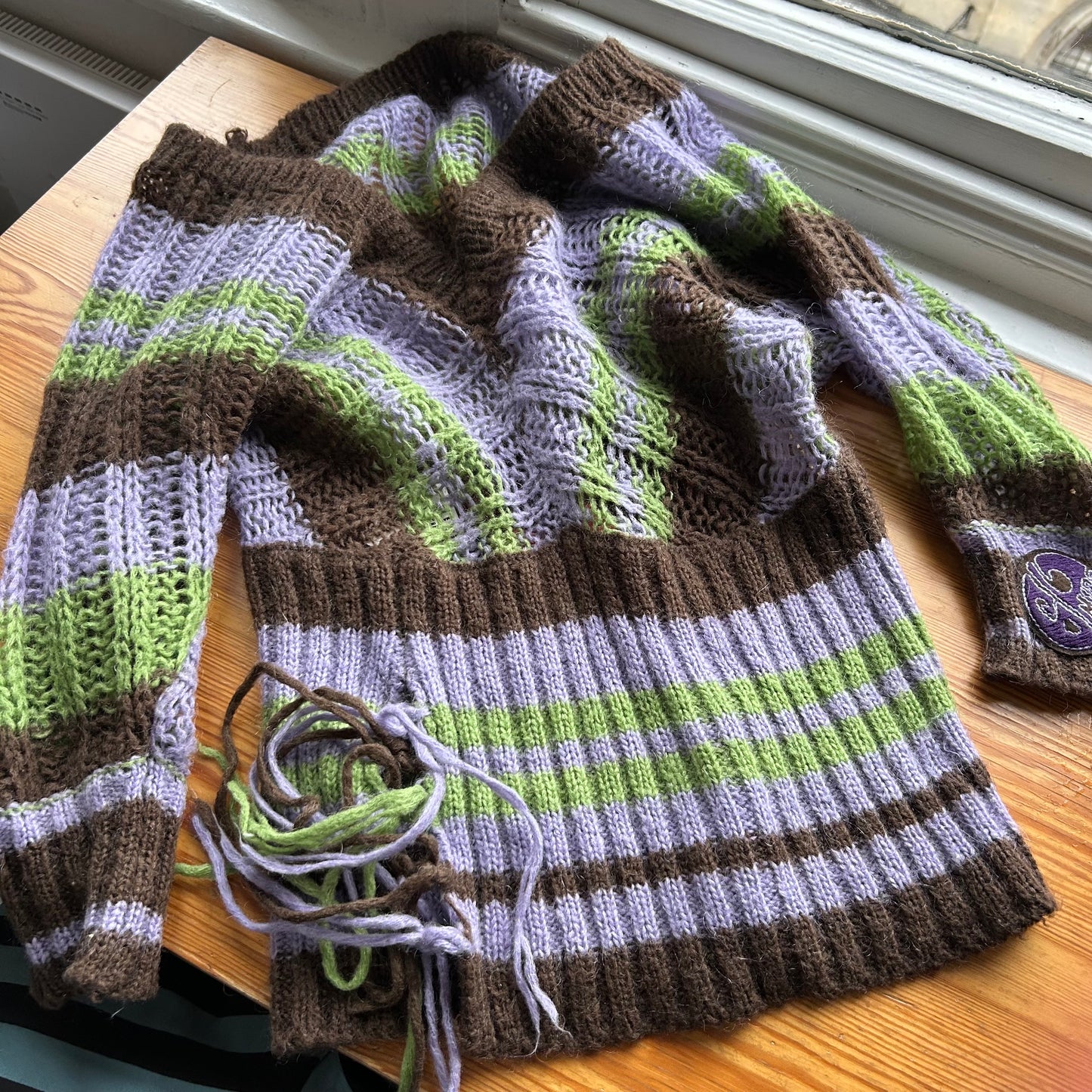 Vintage Miss Sixty Slouchy Striped Knit Jumper - S/M