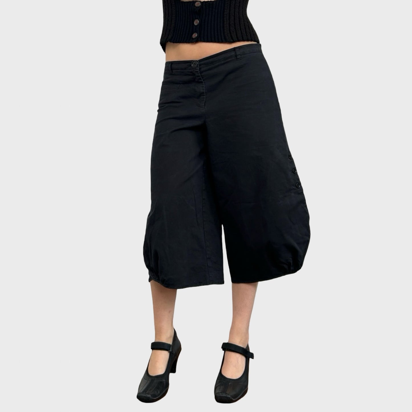 Cop Copine Wide Leg Button Capri Pants - L