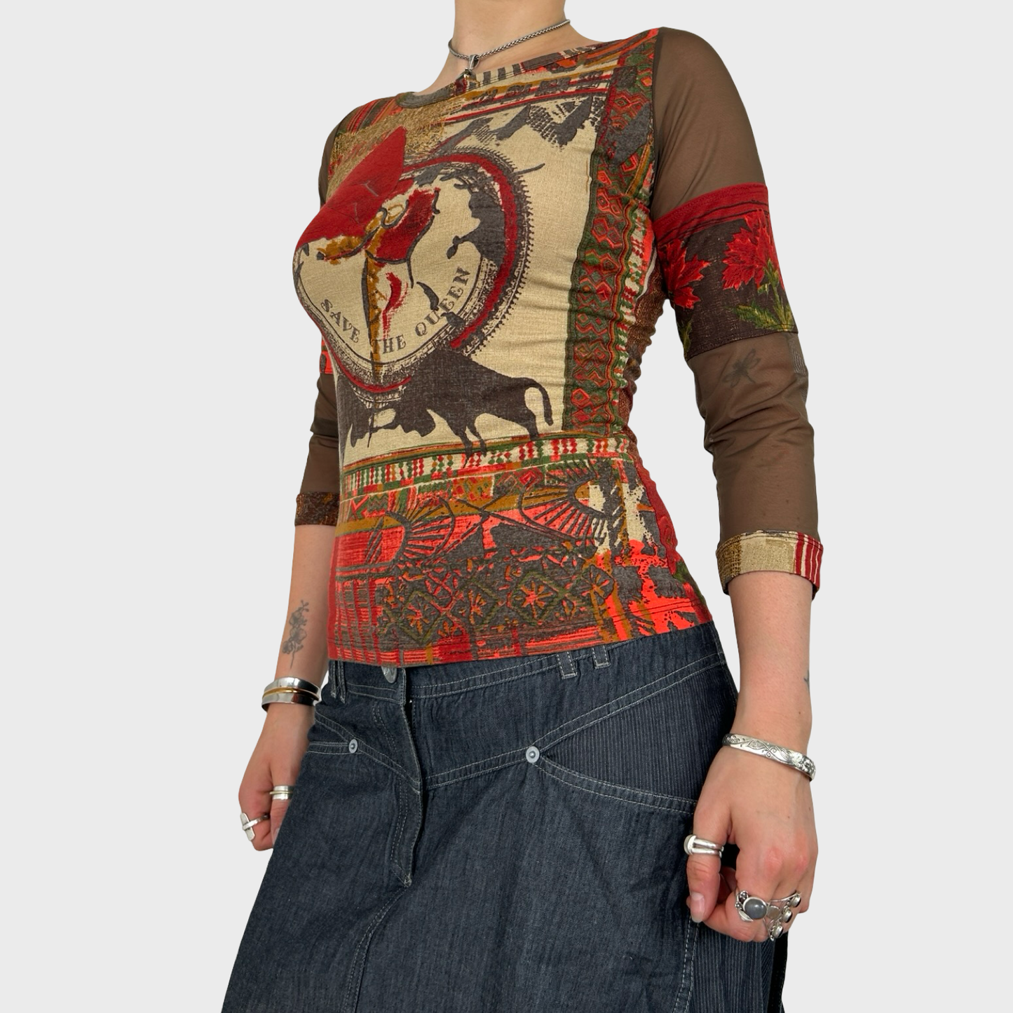 Save The Queen Graphic Mesh Top - S/M