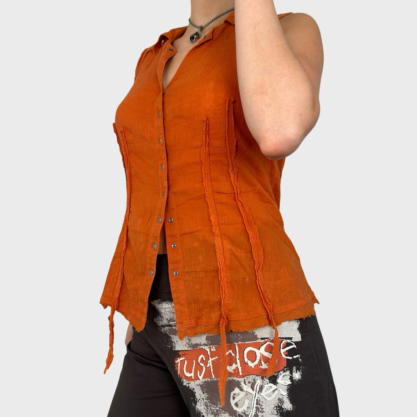 Cop Copine Orange Sleeveless Blouse - S/M