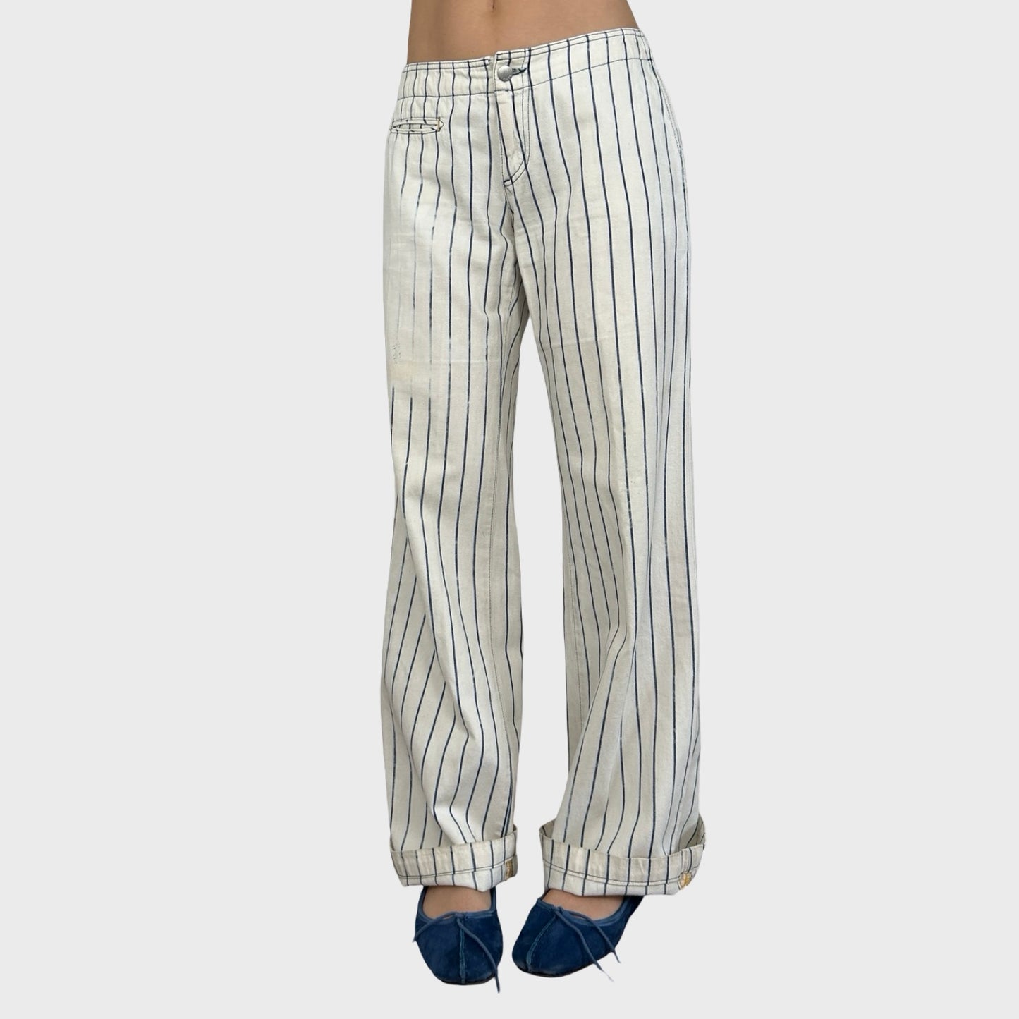 Miss Sixty Striped Wide Leg Trousers - M/L