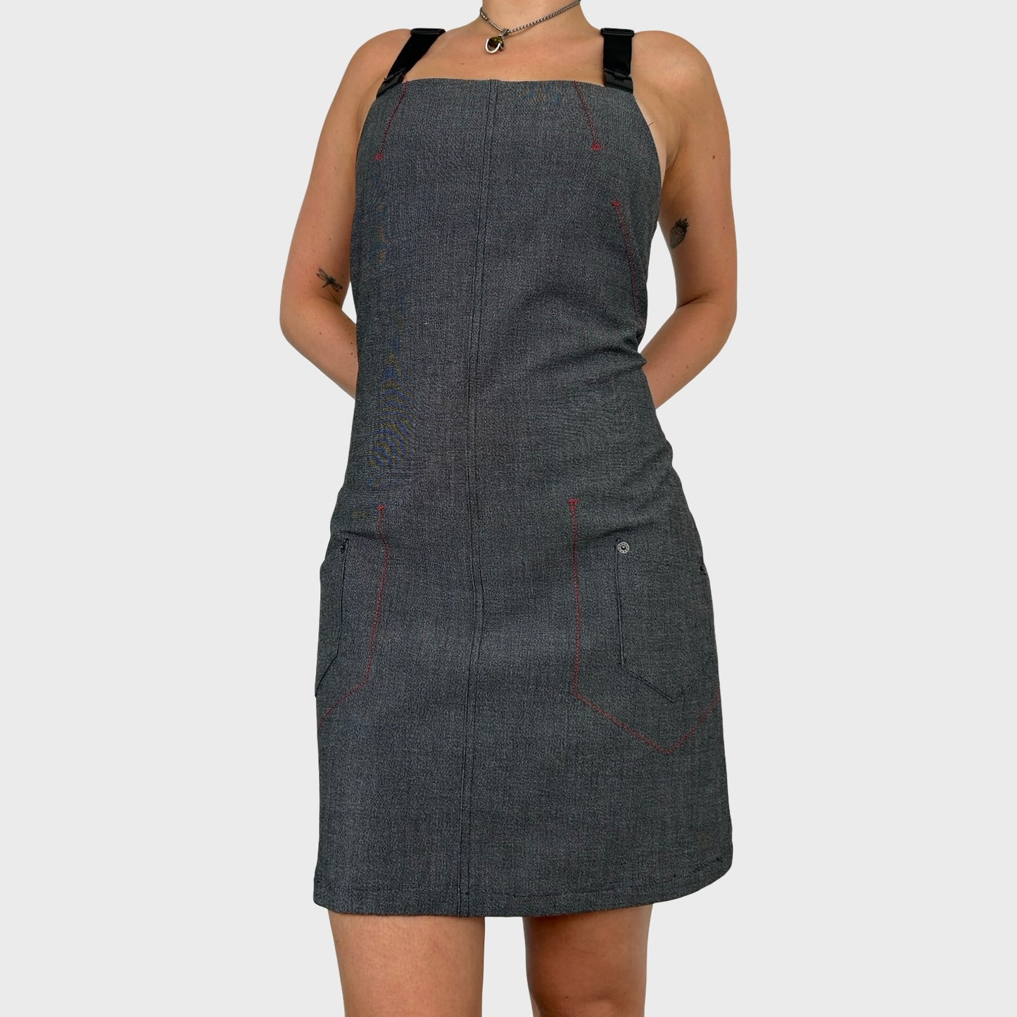 Cop Copine Grey Structured Buckle Mini Dress - S