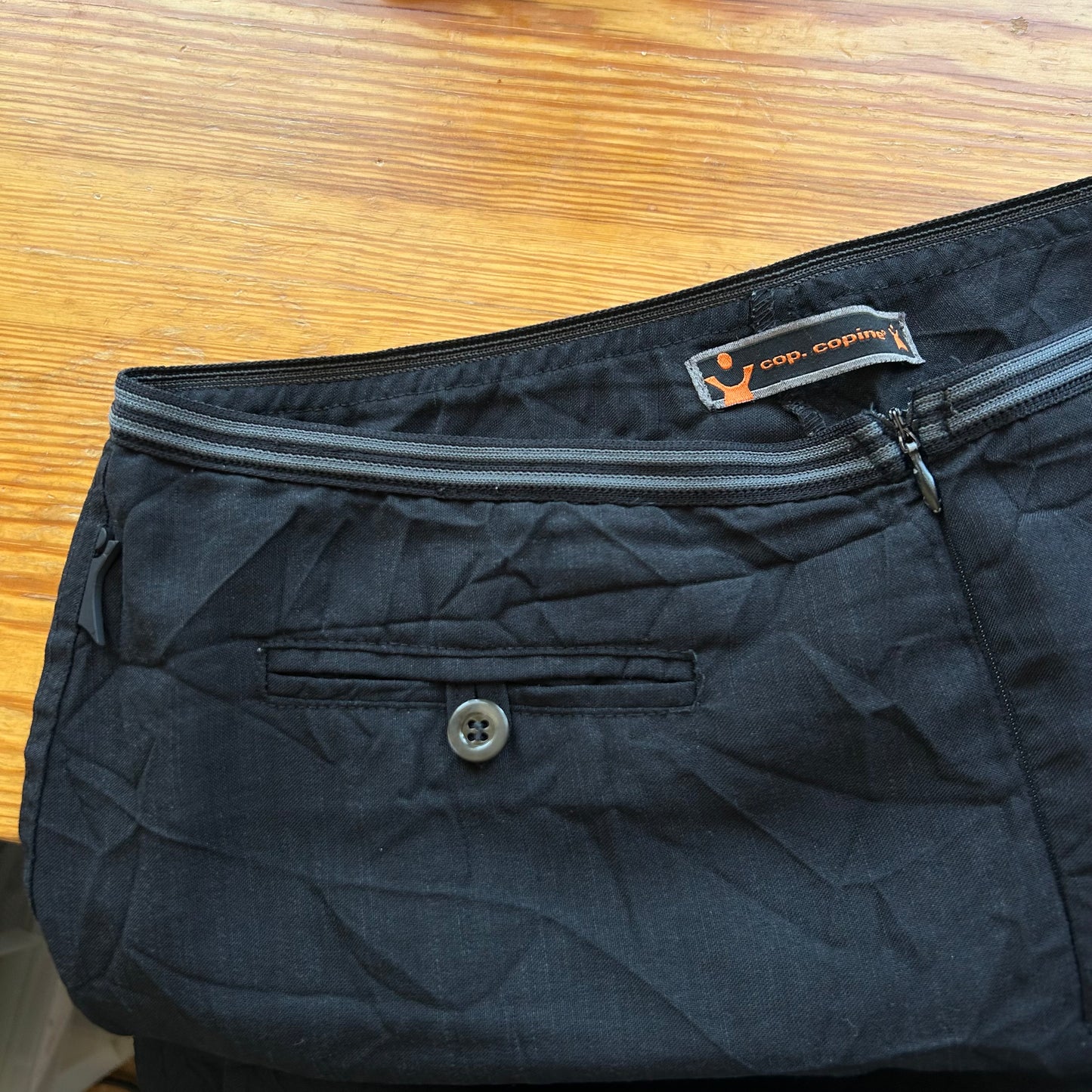 Cop Copine Black Lightweight Crinkle Trousers - M/L
