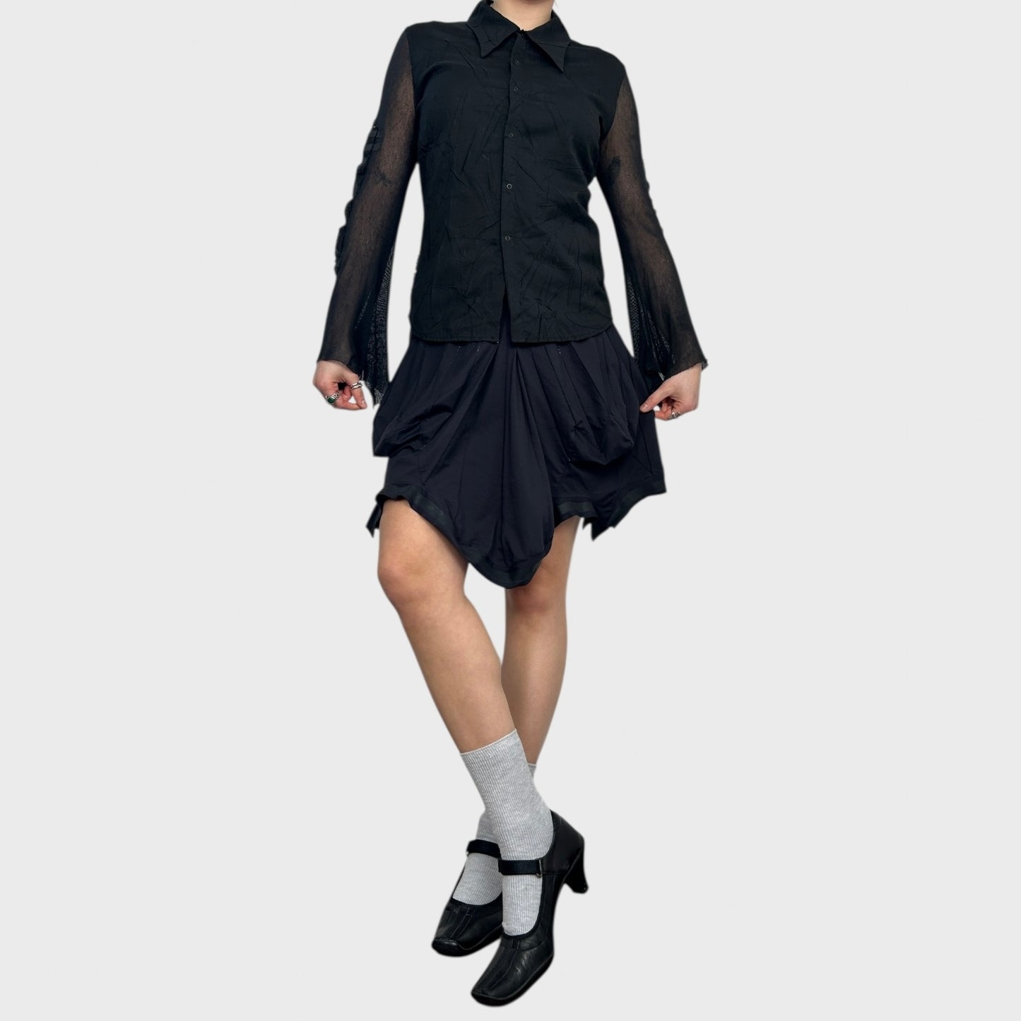 Marithé + François Girbaud Ruffle Ruched Mini Skirt - S