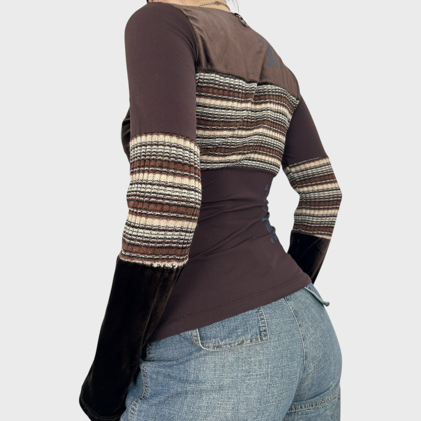 Save The Queen Graphic Floral Striped Long Sleeve - M