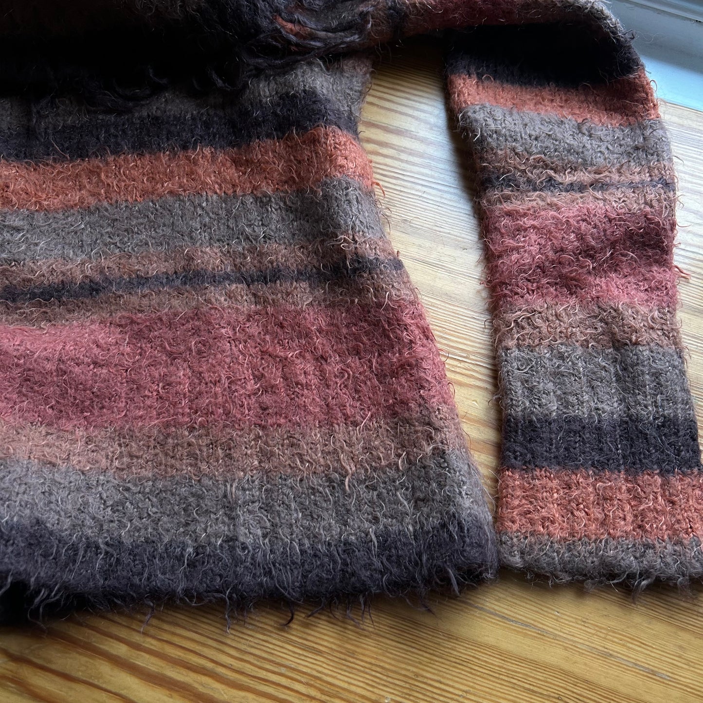 Orange Striped Wide Neck Knit Jumper - S