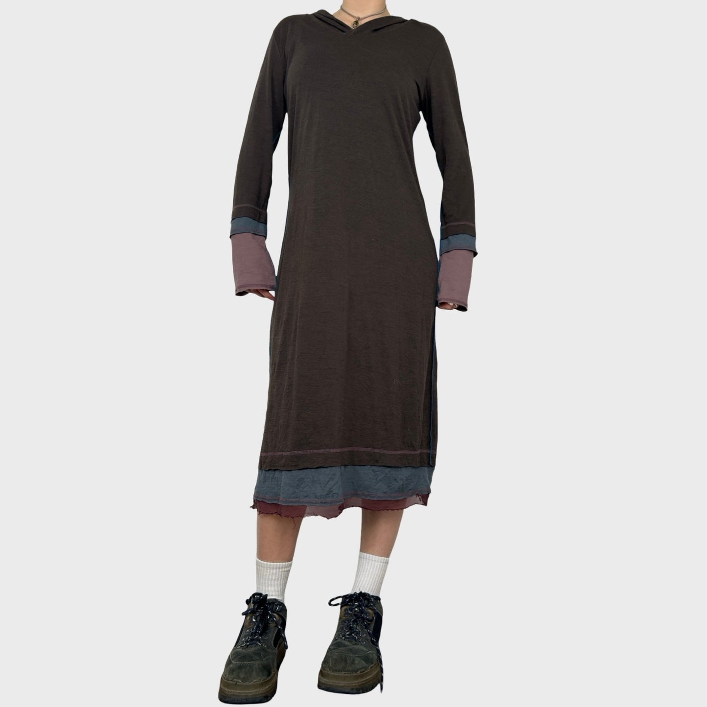 Cop Copine Brown Hooded Maxi Dress - L