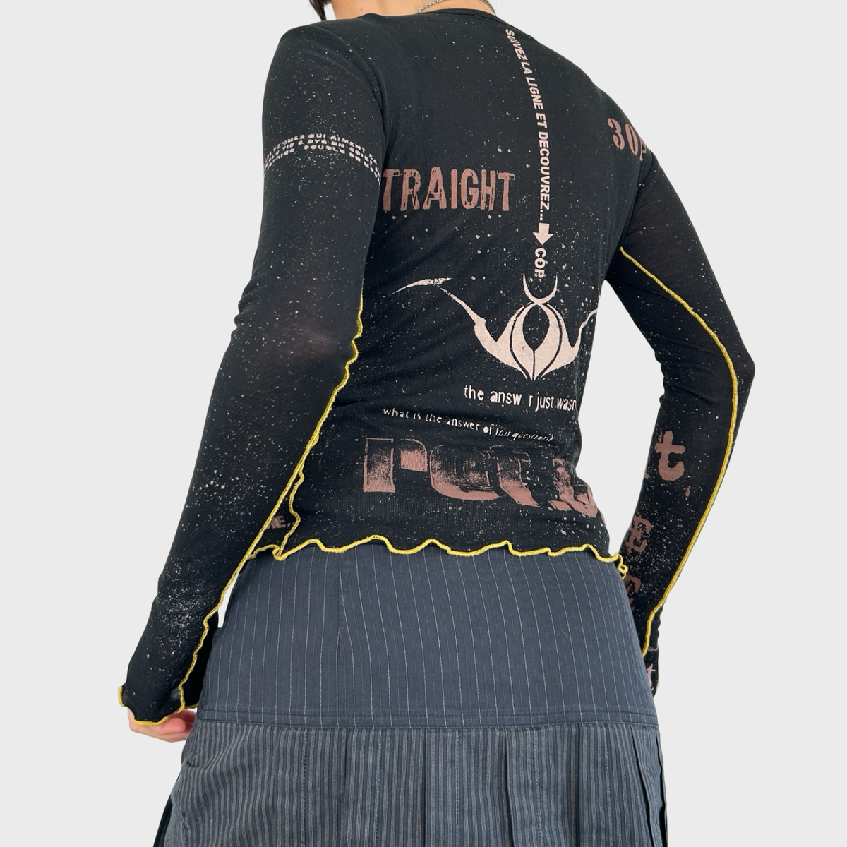 Cop Copine Graphic Print Henley Long Sleeve Top - S
