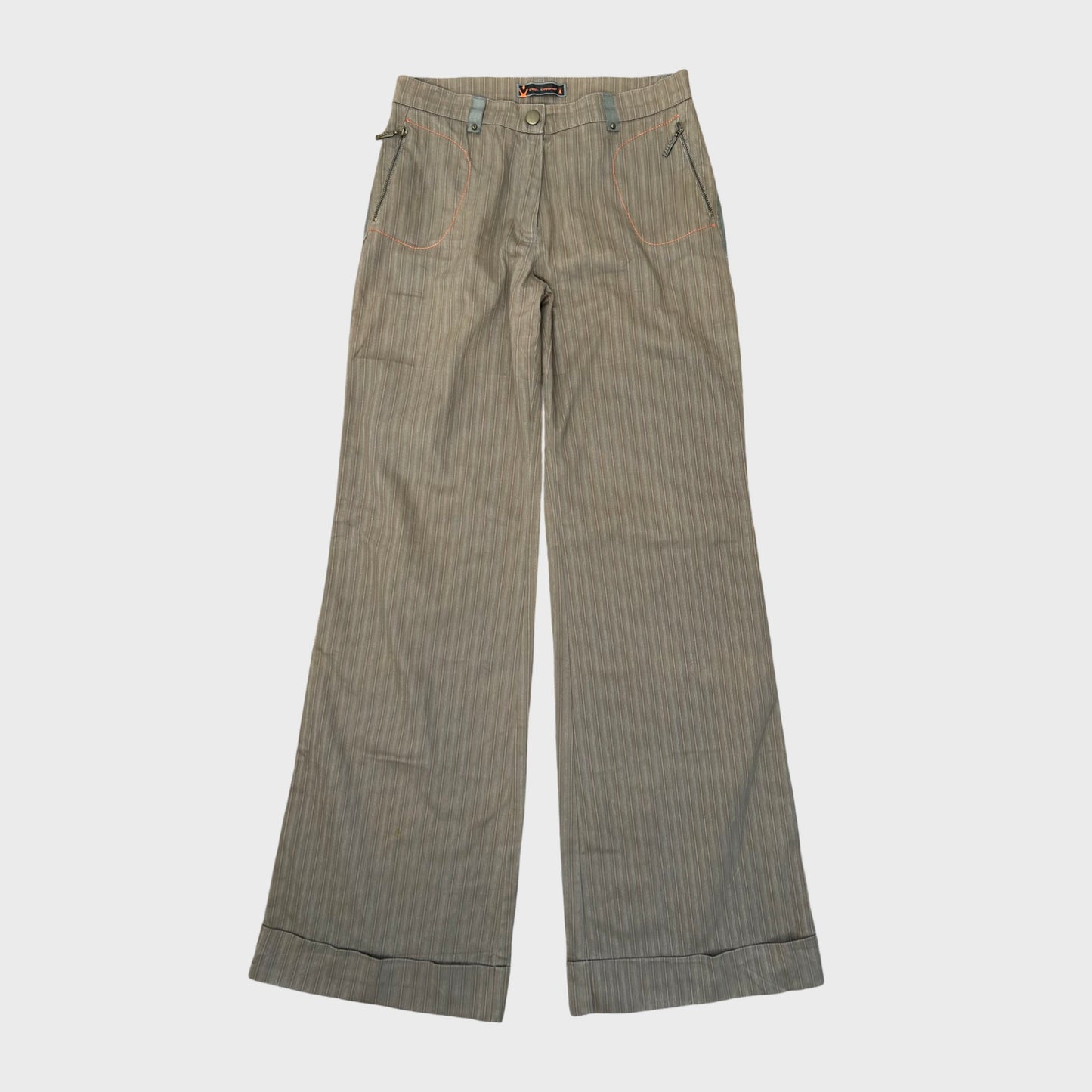 Cop Copine Brown Pinstripe Flared Trousers - S