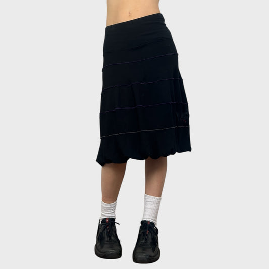 Cop Copine Black Tiered Bubble Midi Skirt - M