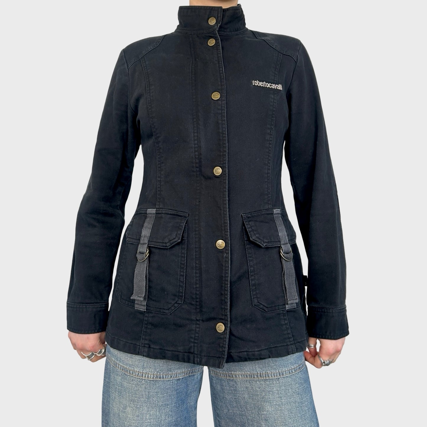Roberto Cavalli Black Zip-Up Jacket - S/M