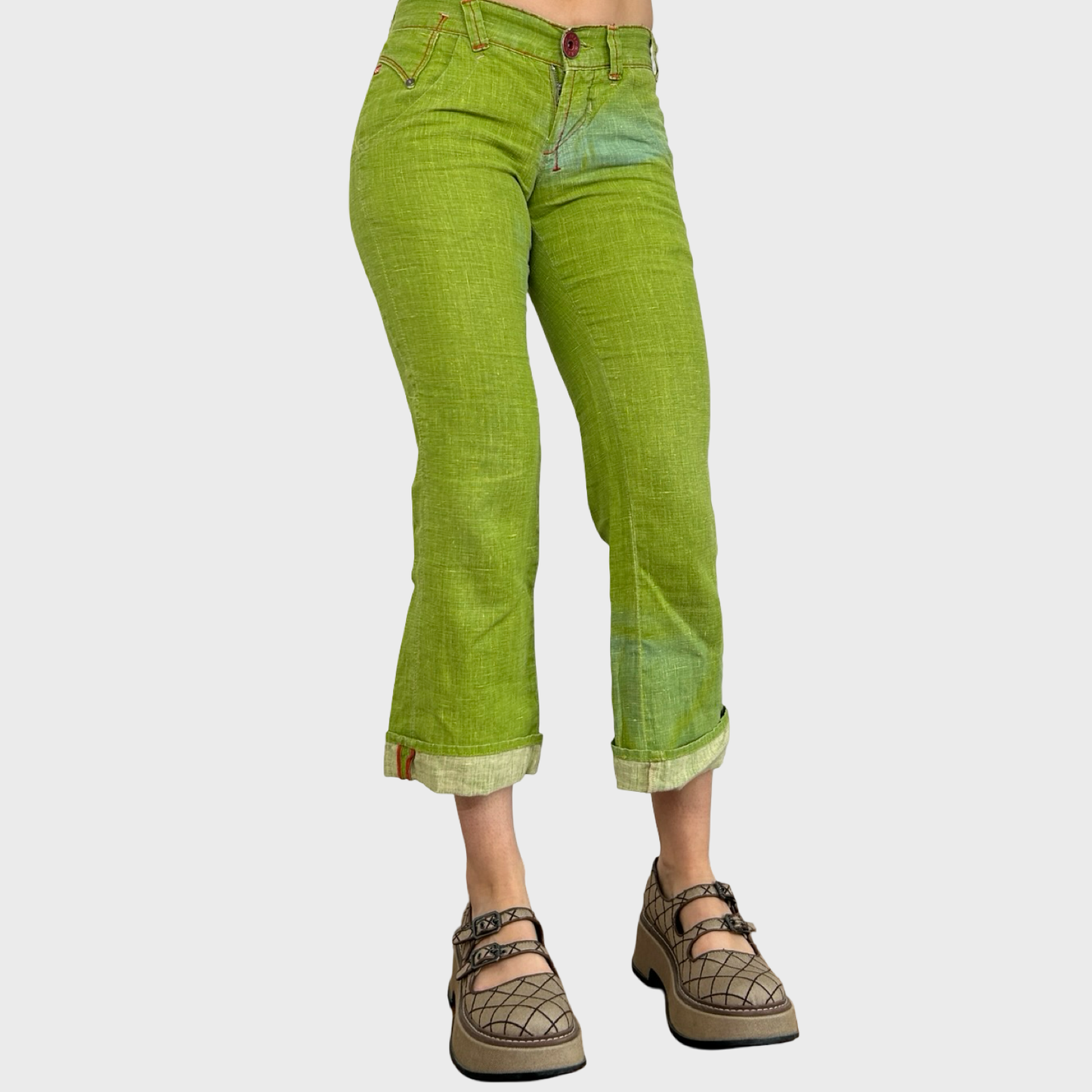 Miss Sixty Green Linen Capris - XS