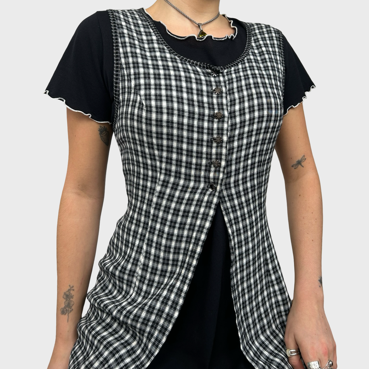 Cop Copine Double Layer Checkered Maxi Dress - M