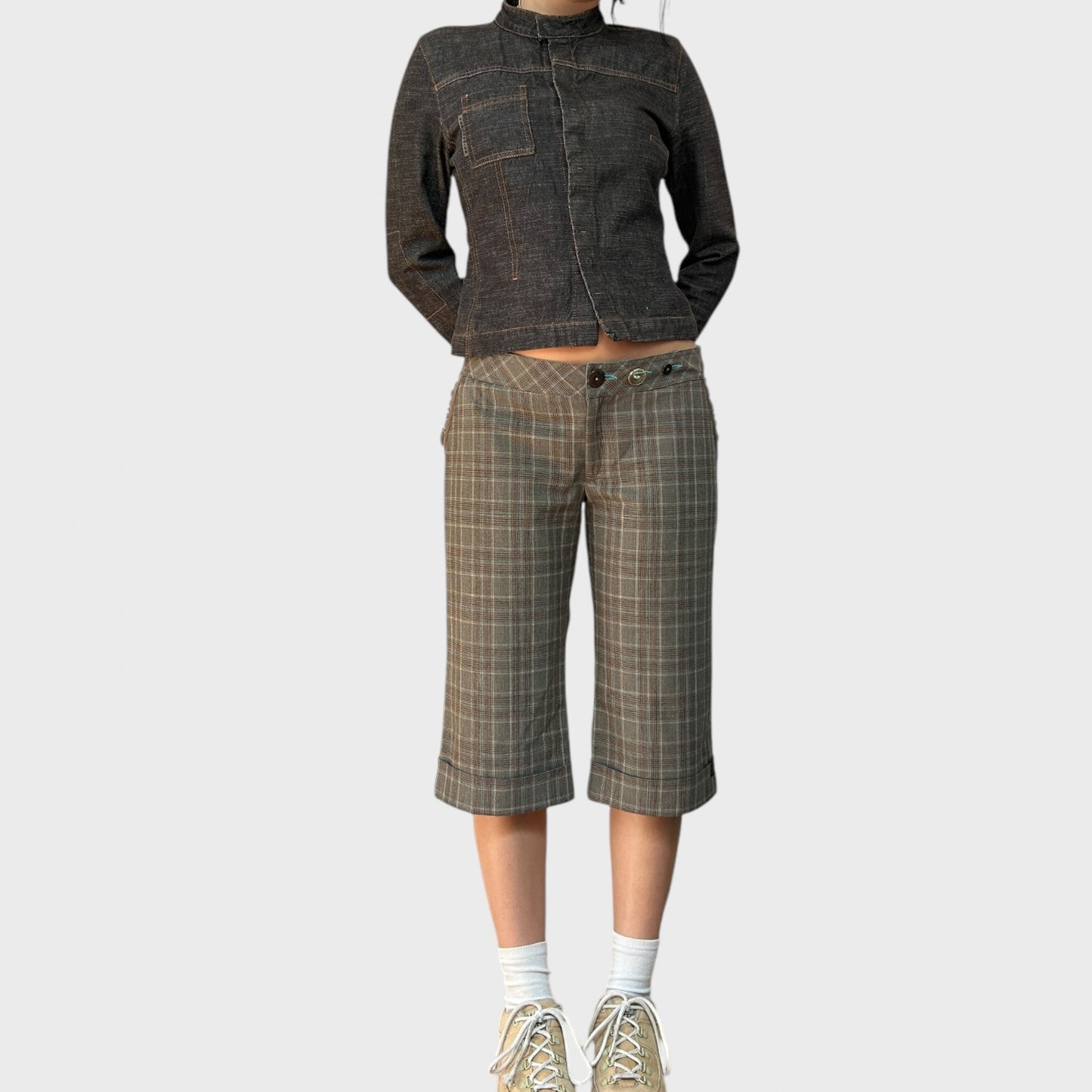 Cop Copine Check Capri Pants