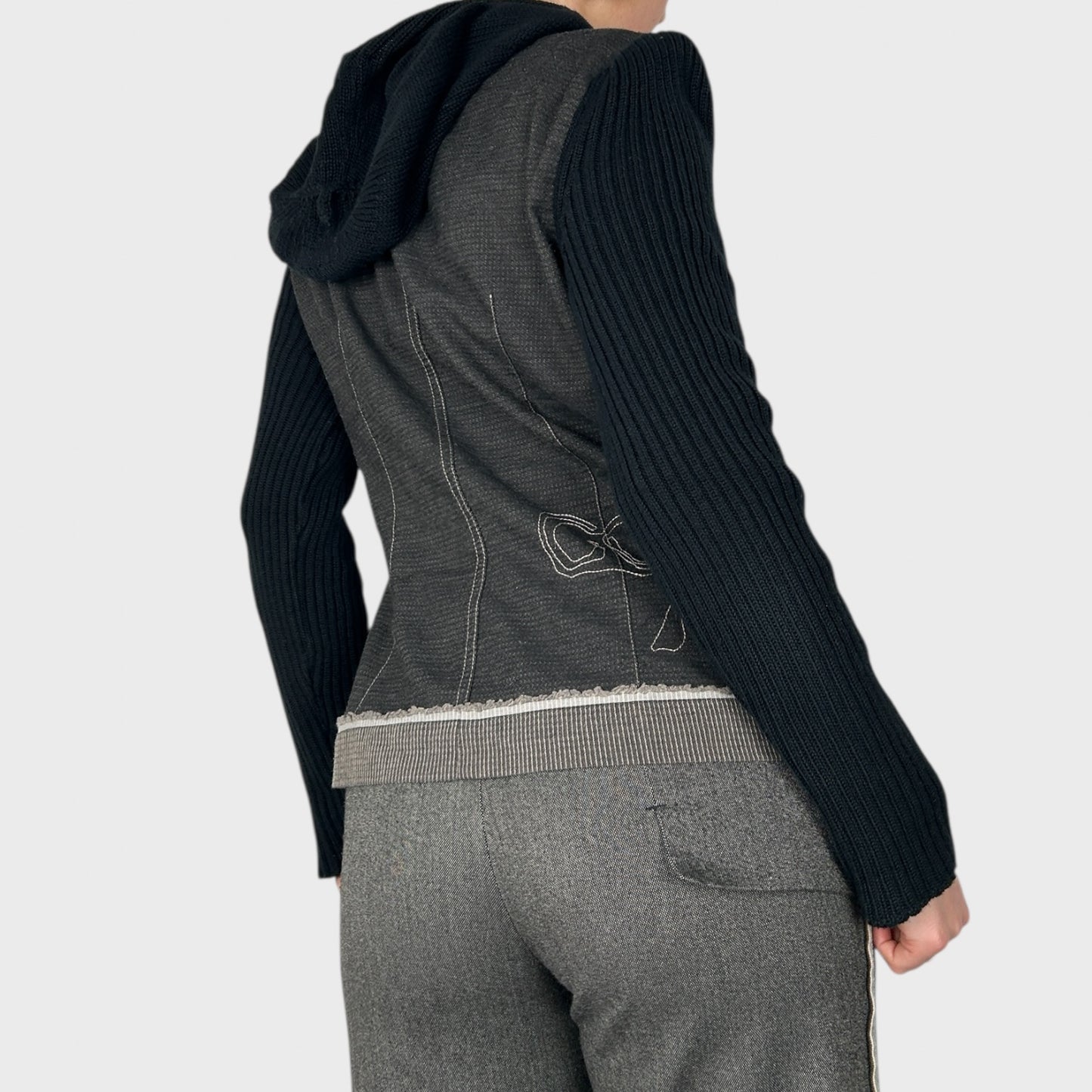 Cop Copine Bi-Material Knit Hoodie - M