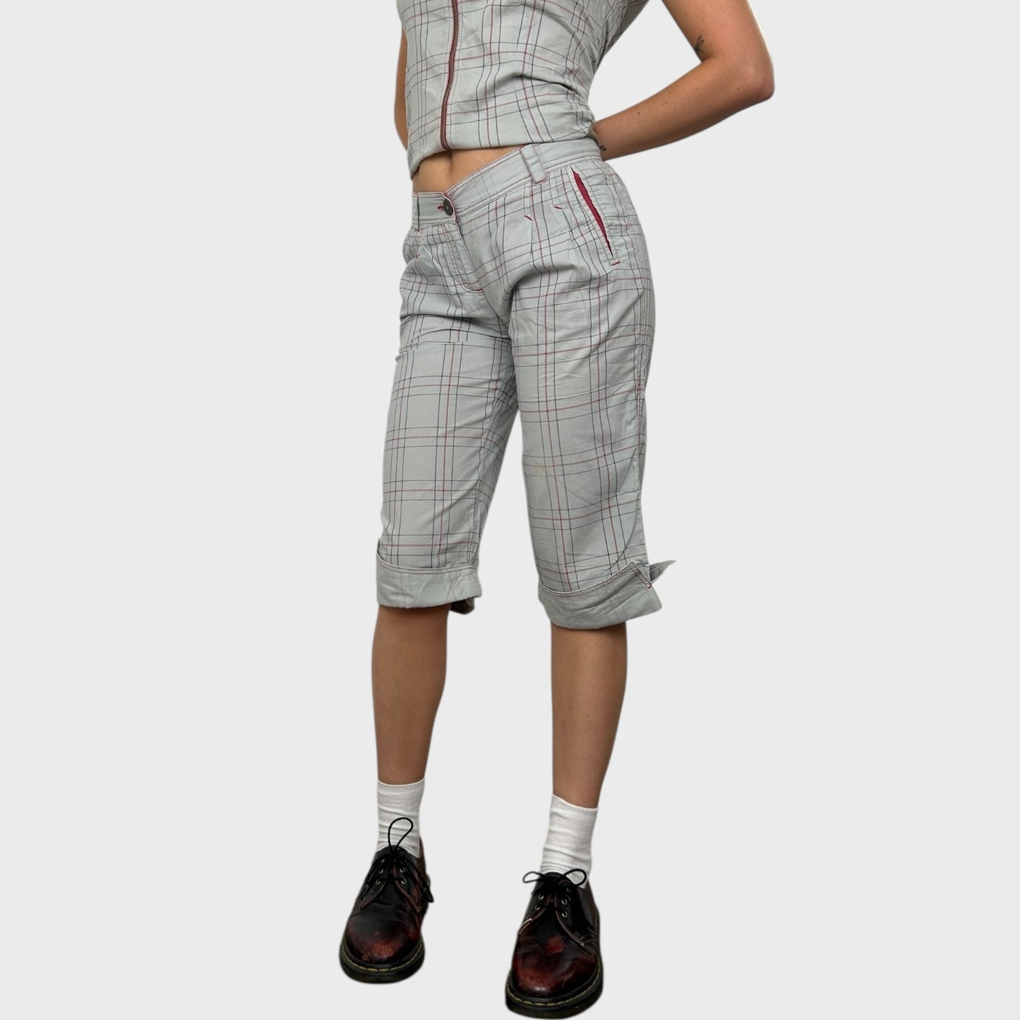 Cop Copine Grey Check Capris - S