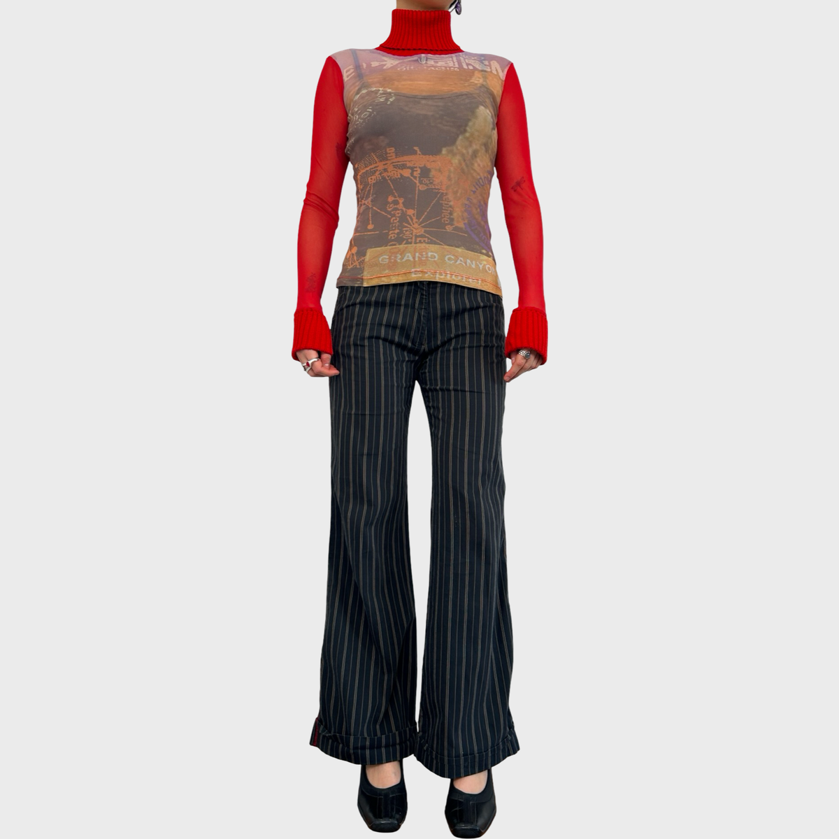 Cop Copine Black Pinstripe Stretch Trousers - M