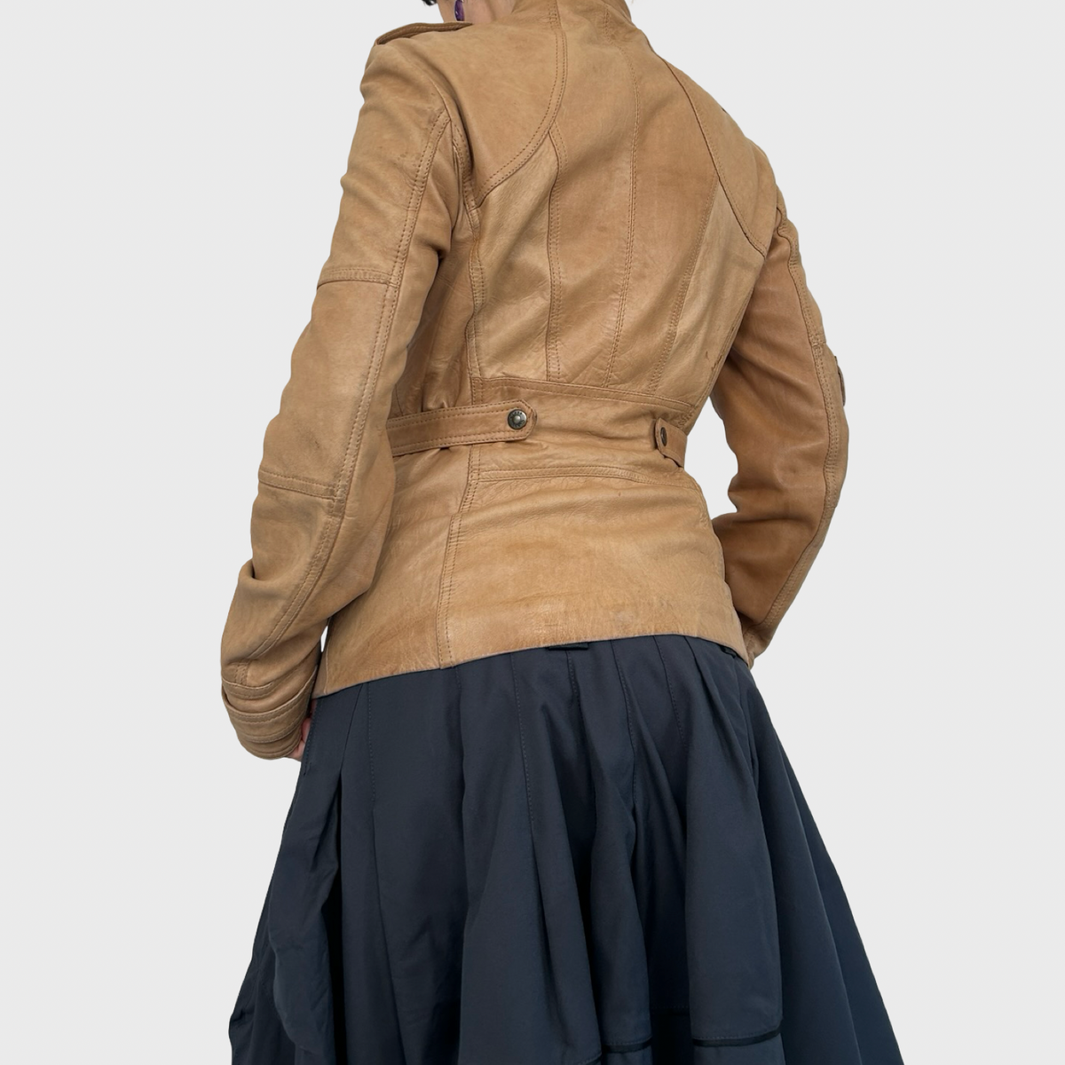Vintage Tan Leather Jacket - M
