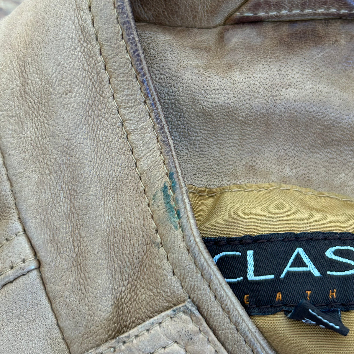 Vintage Tan Leather Jacket - M