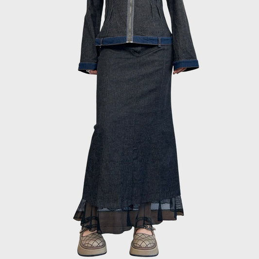 Cop Copine Two-Tone Denim Maxi Skirt - S