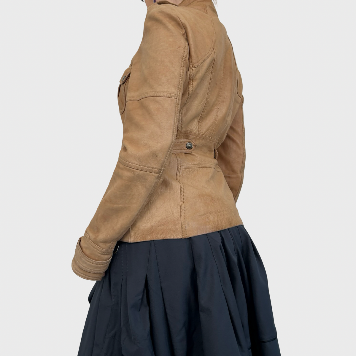 Vintage Tan Leather Jacket - M