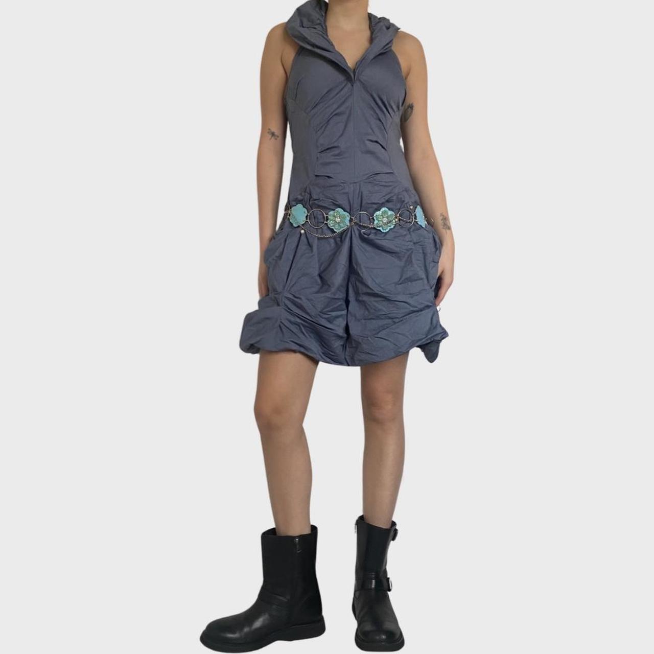 Ruched archival grey mini dress