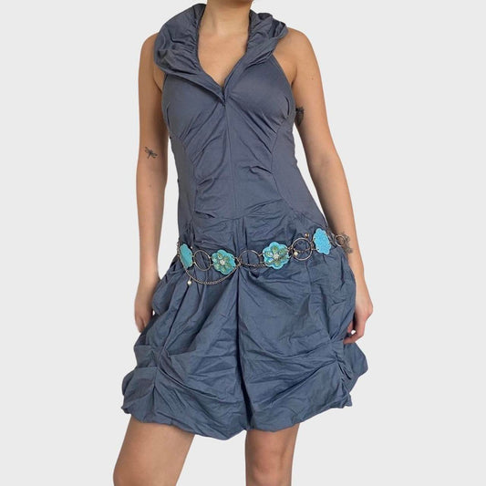 Ruched archival grey mini dress