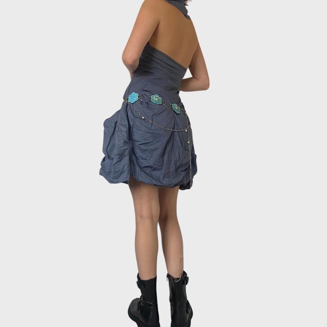 Ruched archival grey mini dress